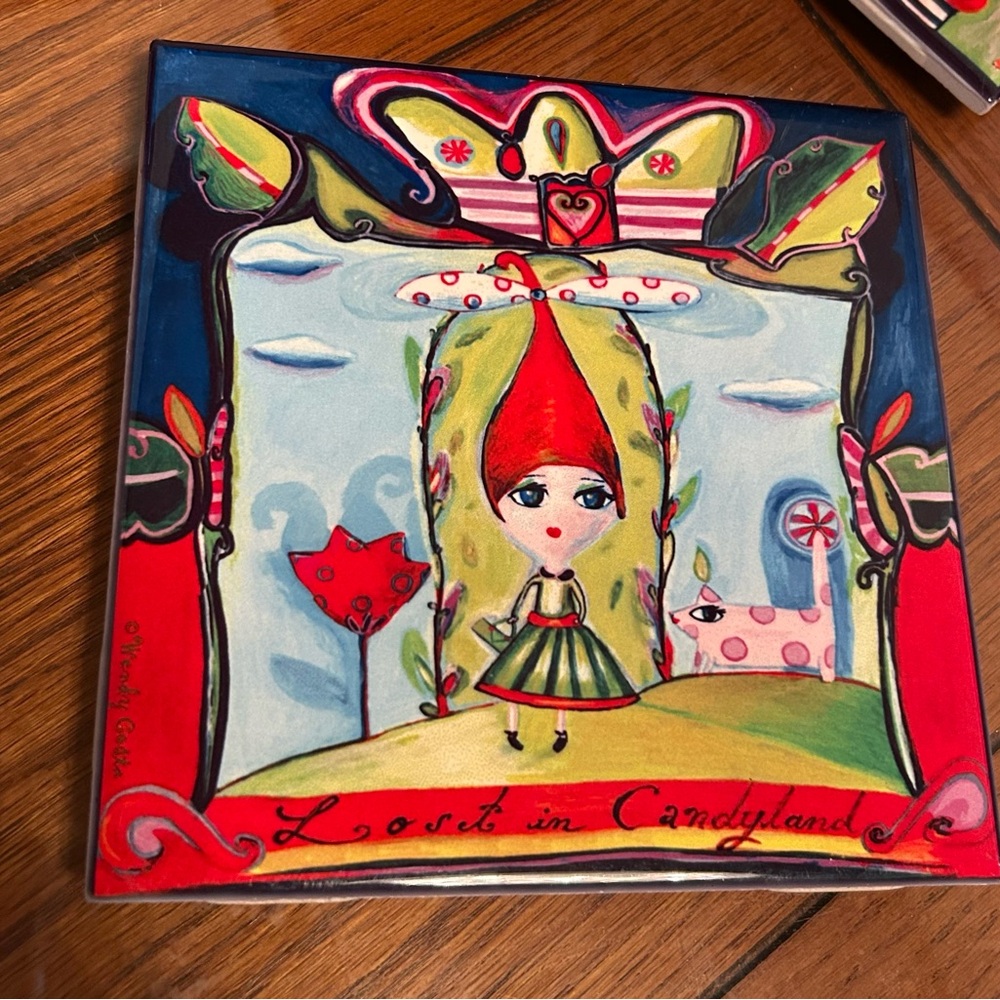 Lost in Candyland ceramic trivet 6”X6”